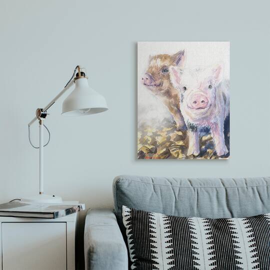 Stupell Industries Baby Piglets Smiling Adorable Farm Animals Canvas Wall Art